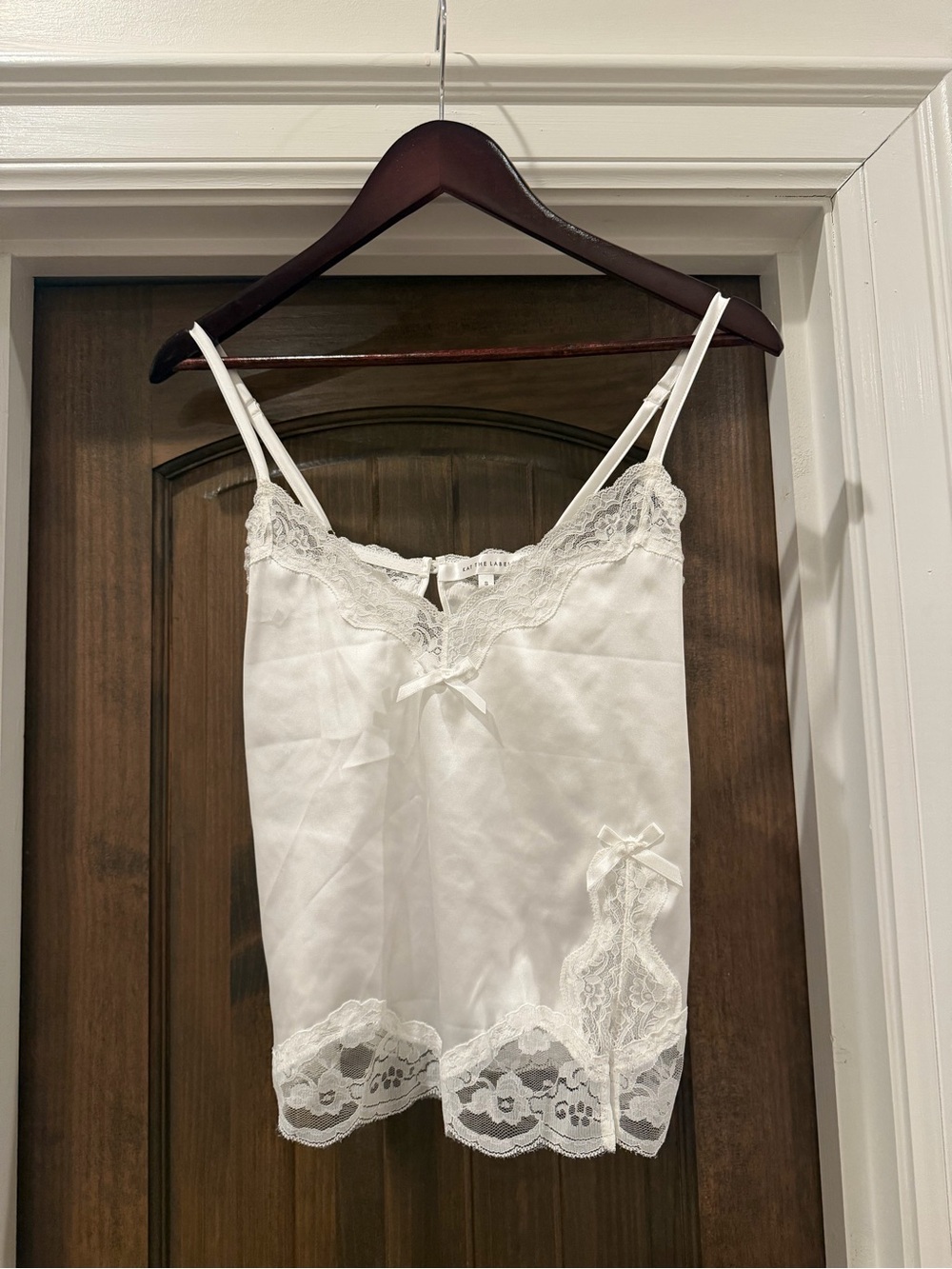 White Satin Lace-Trim Camisole Chemise